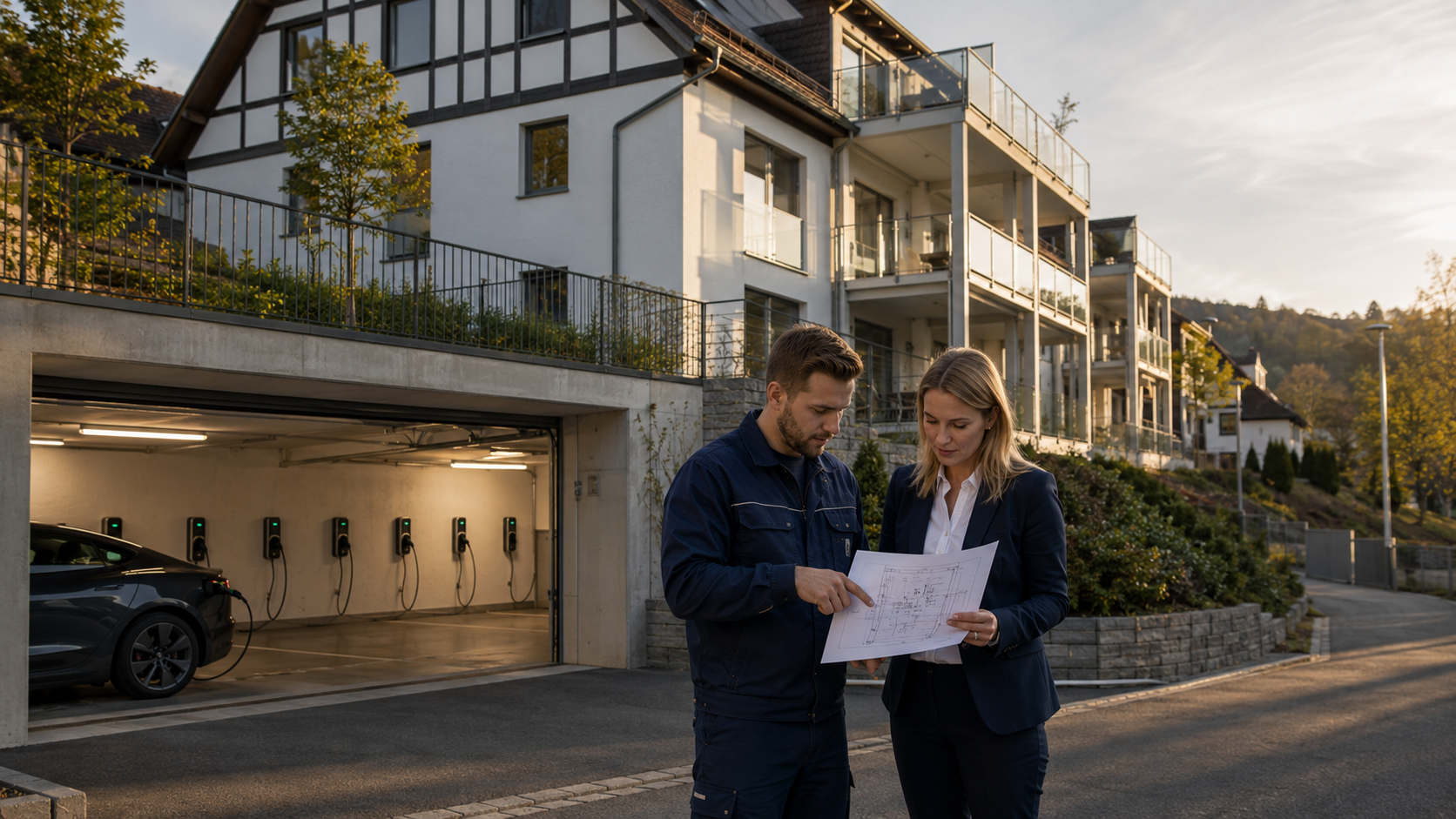 Mehrfamilienhaus mit Wallbox-Tiefgarage