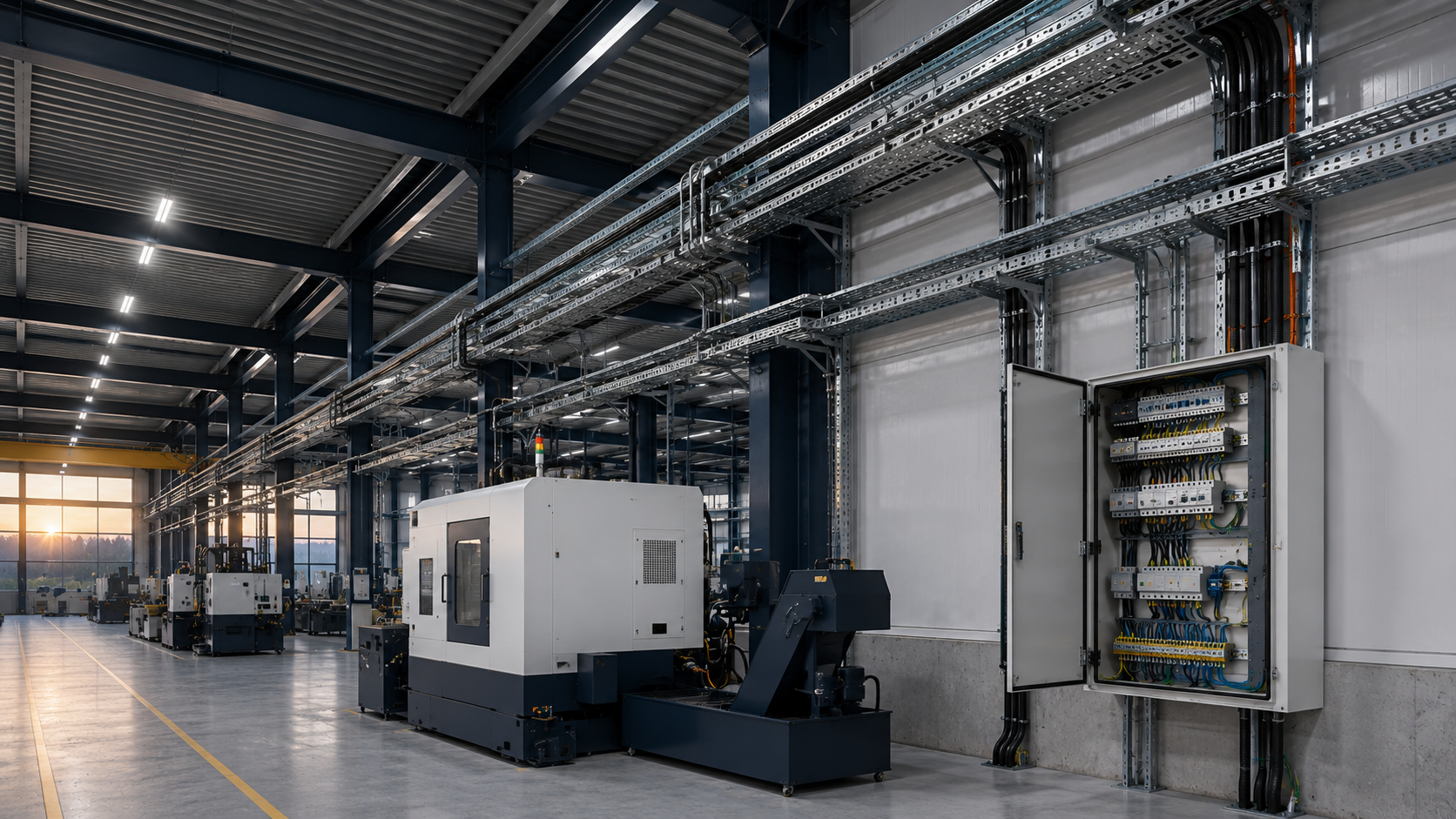 Produktionshalle mit Steuerschrank