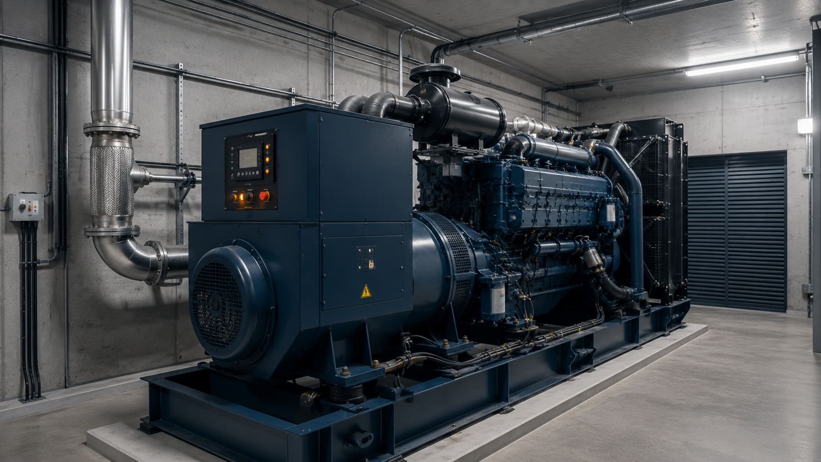 Diesel-Notstromaggregat im Maschinenraum